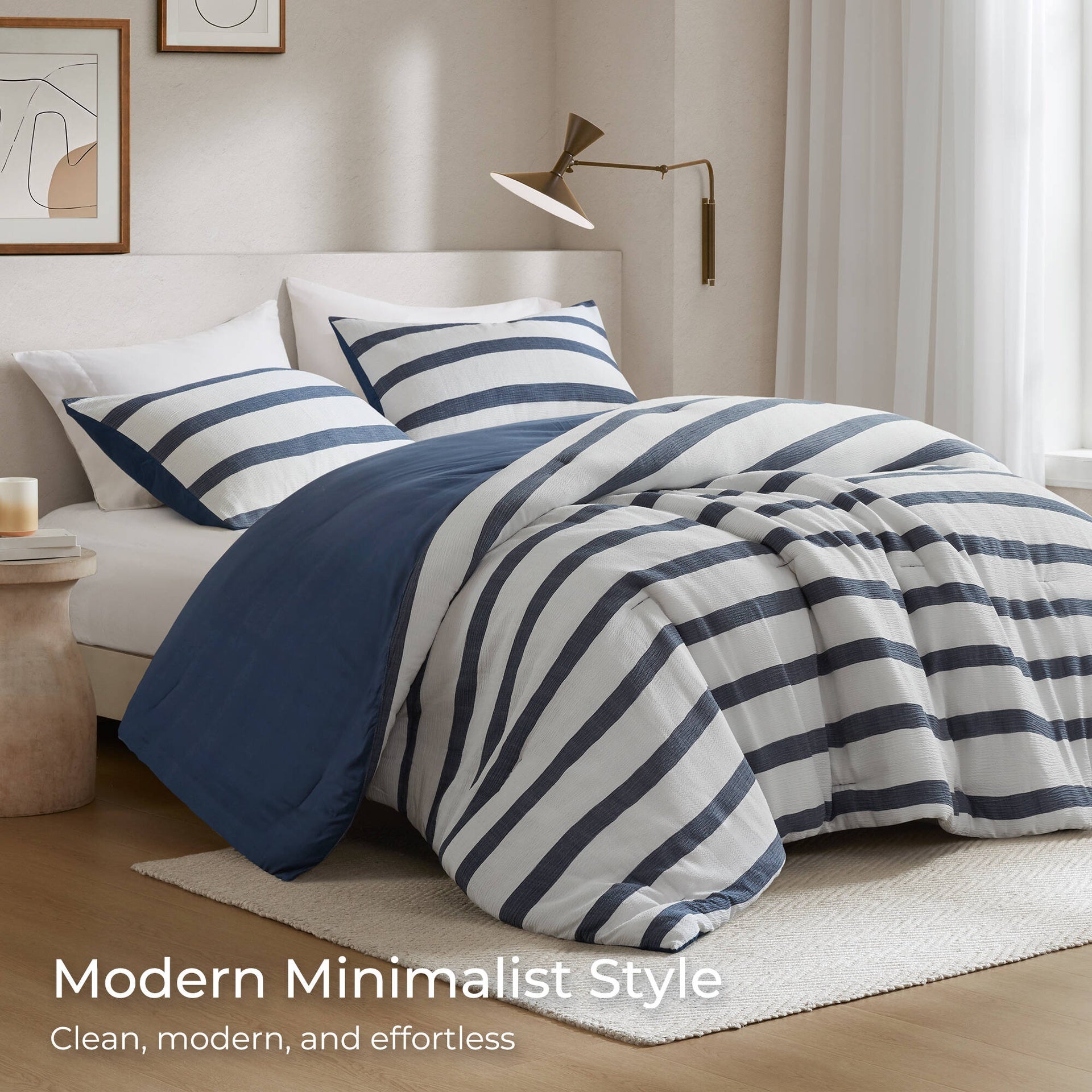 3-Piece Full/Queen Yarn-dyed striped comforter