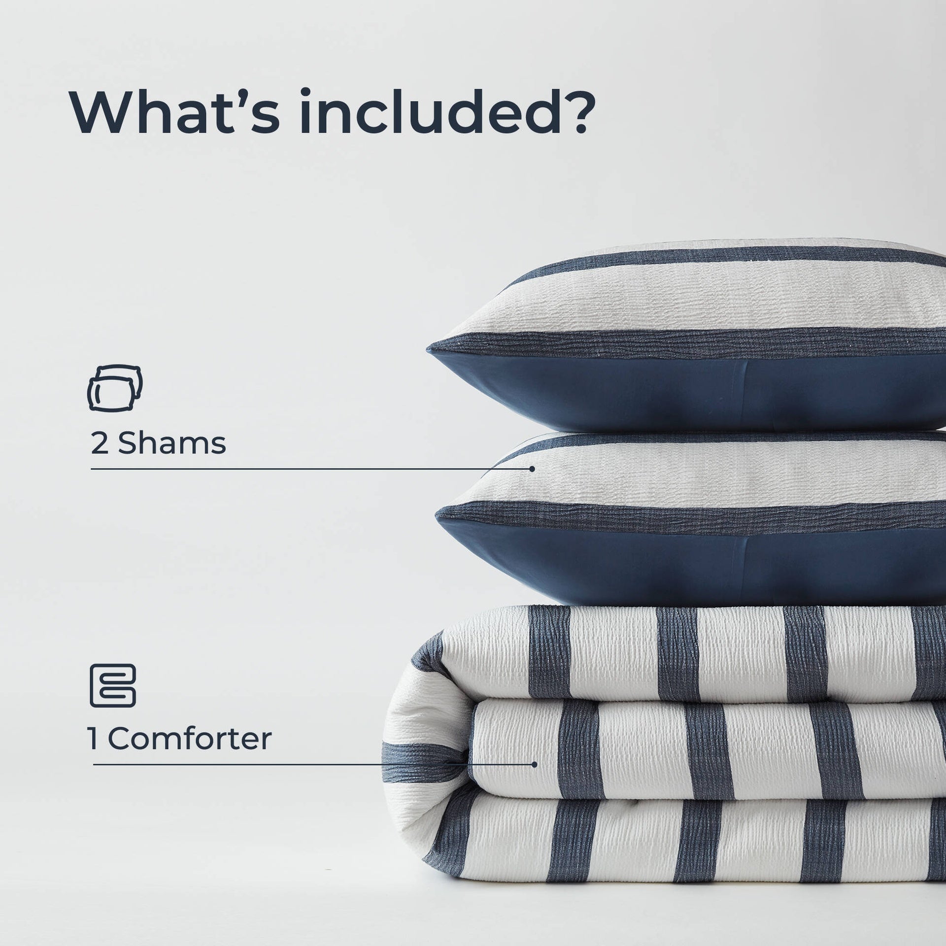3-Piece Full/Queen Yarn-dyed striped comforter