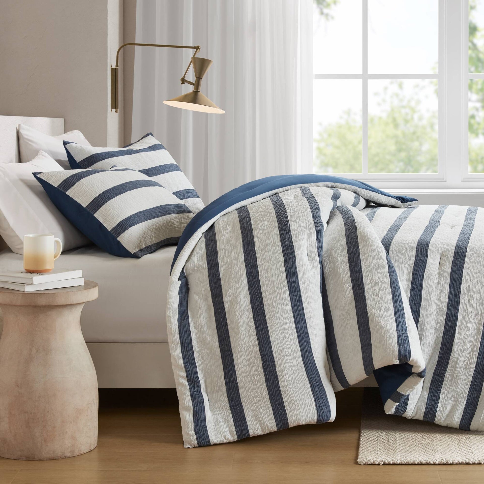3-Piece Full/Queen Yarn-dyed striped comforter