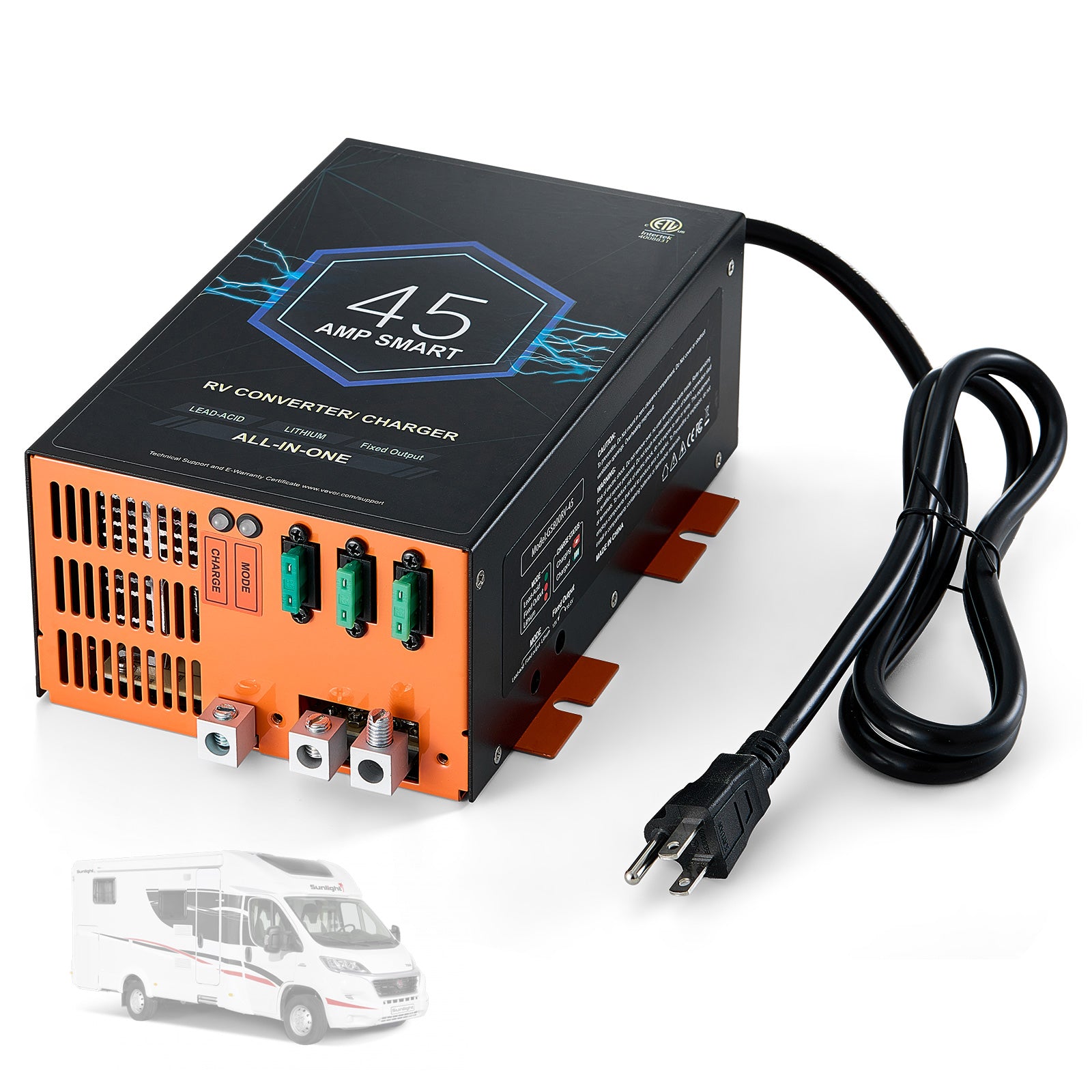 RV Converter 45 Amp 110V AC to 12V DC RV Power Converter Battery Charger
