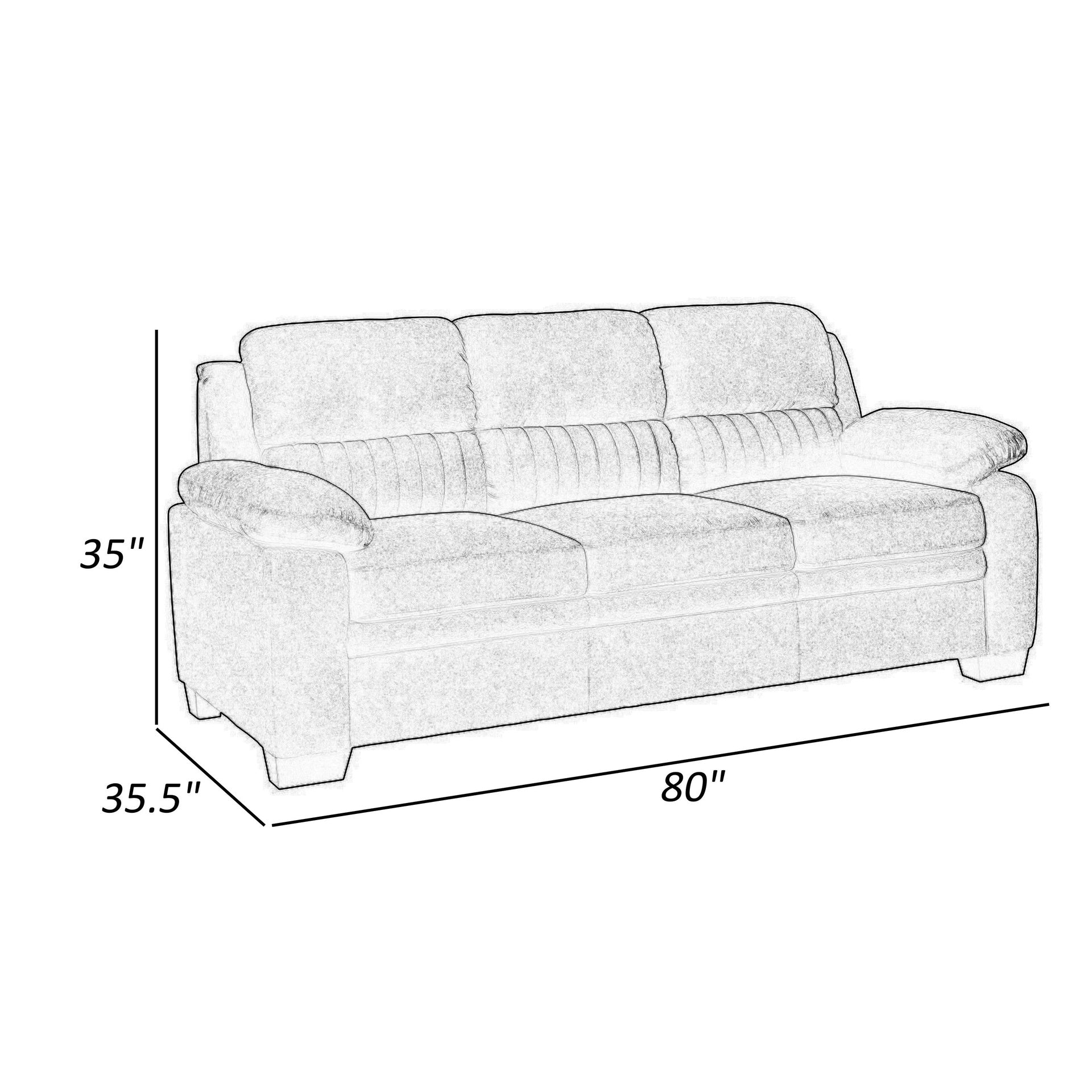 Hugh 80 Inch Sofa, Dark Gray Polyester, Soft Foam Cushioned, Solid Wood