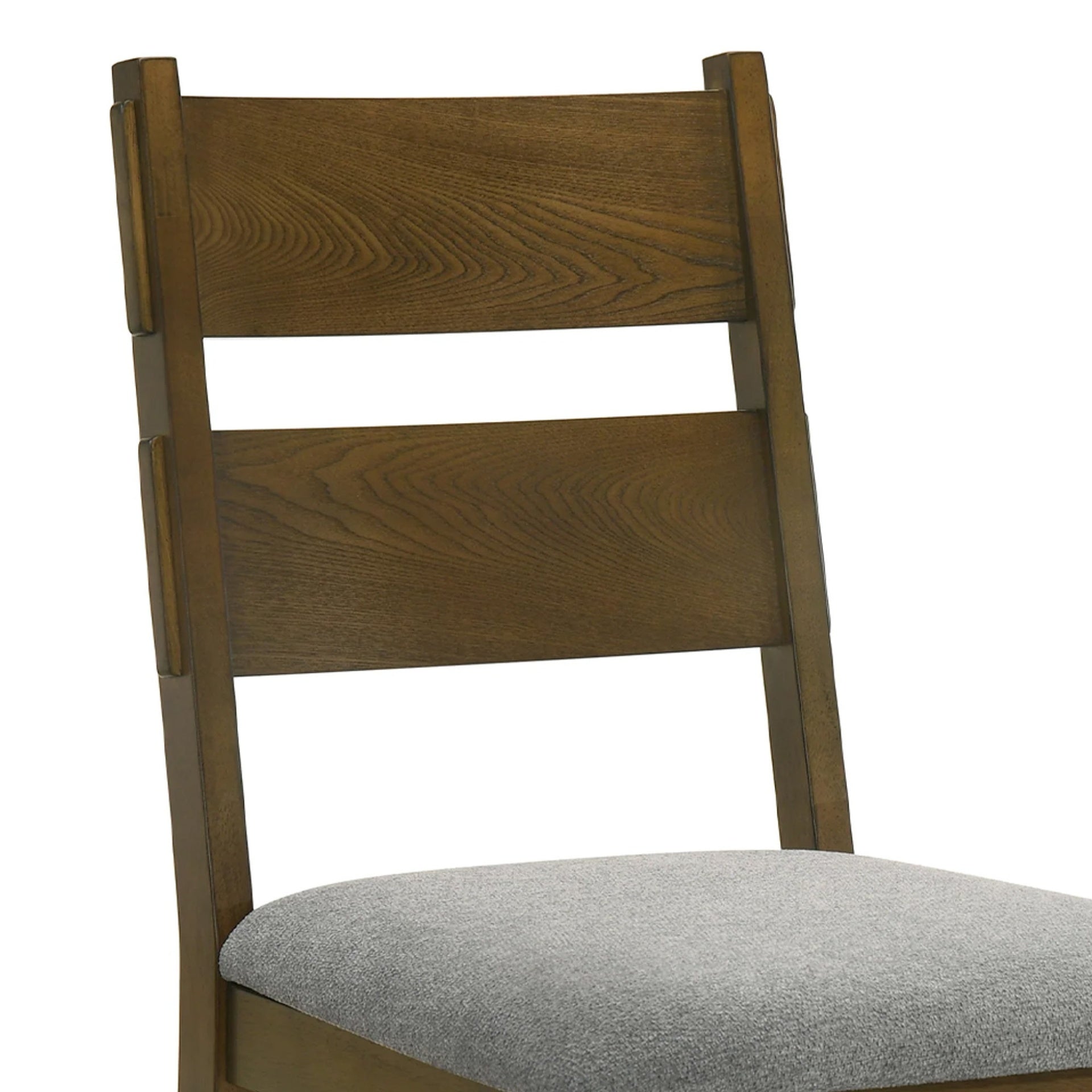 Lyoi Dining Chair Set of 2, Gray Padded Fabric Seat, Brown Wood Legs