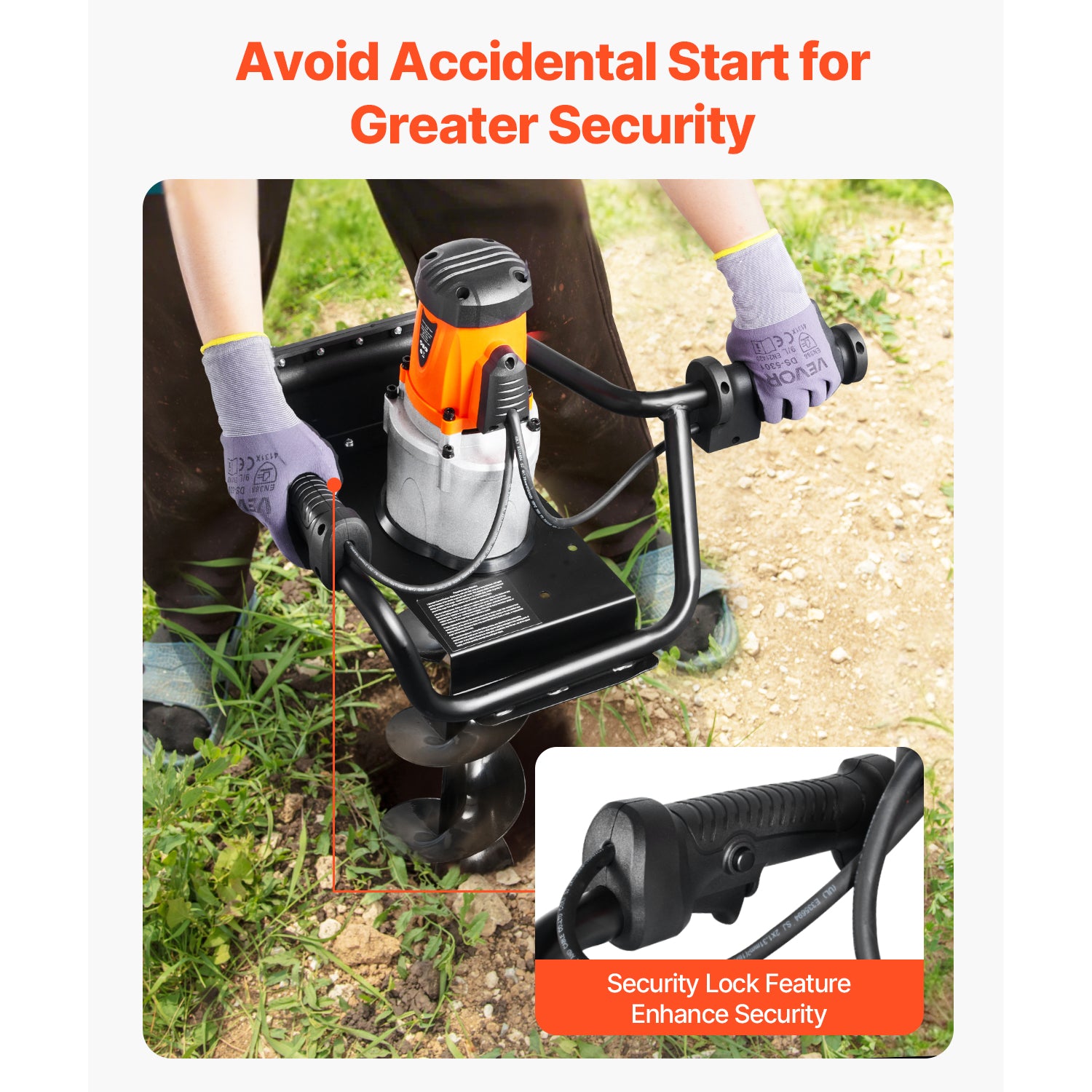 Electric Post Hole Digger 1500W Powerful Motor with 5.71 in Auger Bit