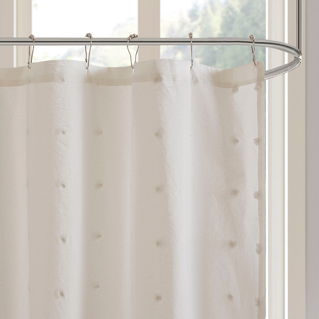 Brooklyn Cotton Jacquard Pom Pom Shower Curtain