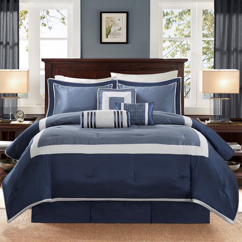7 Piece Comforter Set Navy King