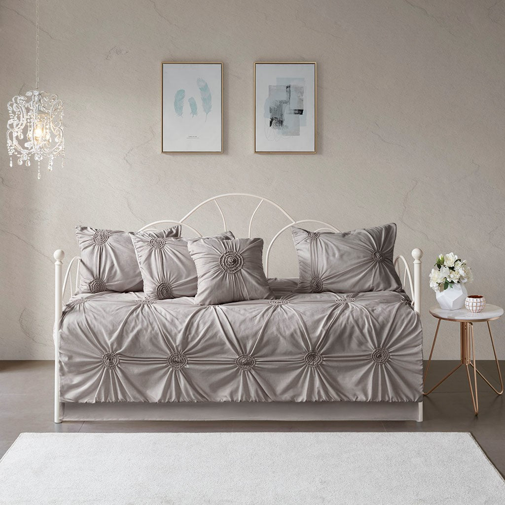 6 Piece Reversible Daybed Cover Set Dark Gray Daybed