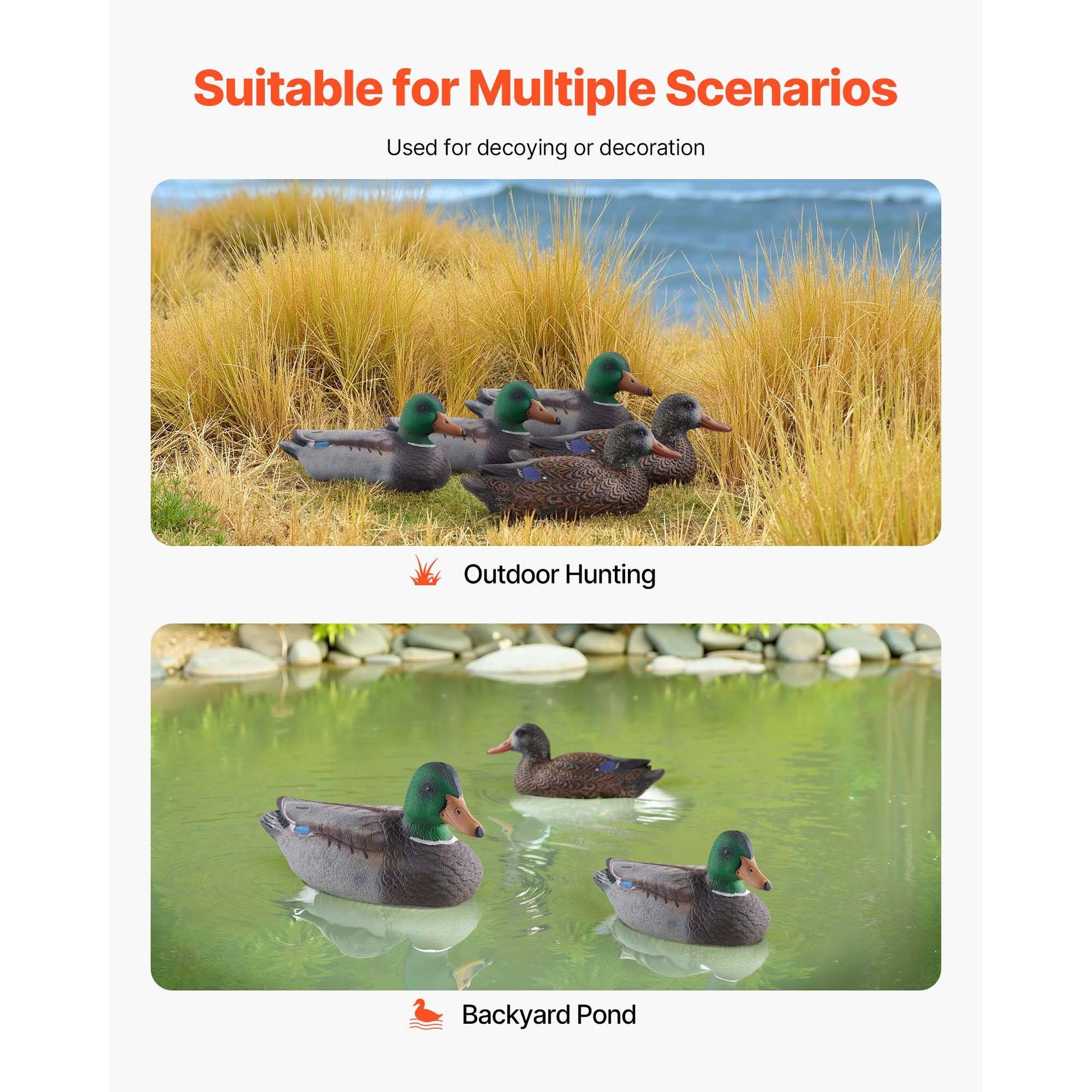 Duck Decoy Outdoor Teal Decoy Realistic Plastic Floating Duck for Hunting 6-Pack