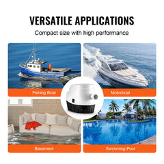 Bilge Pump, 750GPH 12V Automatic Submersible Boat Bilge Water Pump with Float Switch, 0.7" Outlet Diameter, Small Boat Bilge Pump, Marine Electric Bilge Pump for Boats, Ponds, Pools, Basements