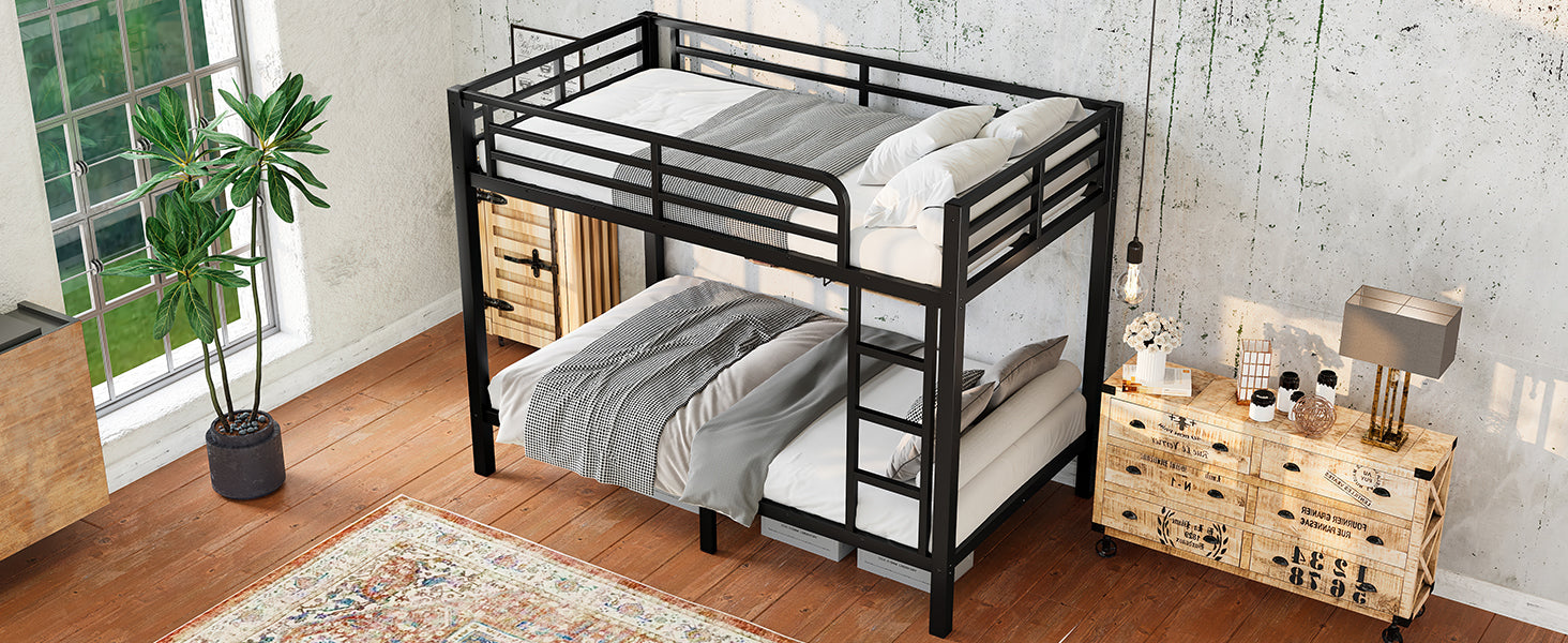 Metal Twin over Twin Bunk Bed for Teens and Adults,Space-Saving/Noise Reduced/No Box Spring Needed, Black