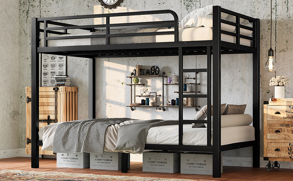 Metal Twin over Twin Bunk Bed for Teens and Adults,Space-Saving/Noise Reduced/No Box Spring Needed, Black