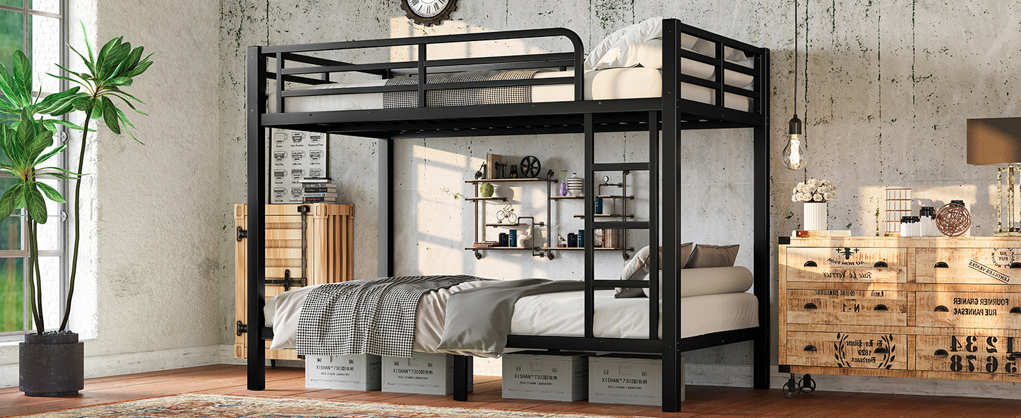 Metal Twin over Twin Bunk Bed for Teens and Adults,Space-Saving/Noise Reduced/No Box Spring Needed, Black