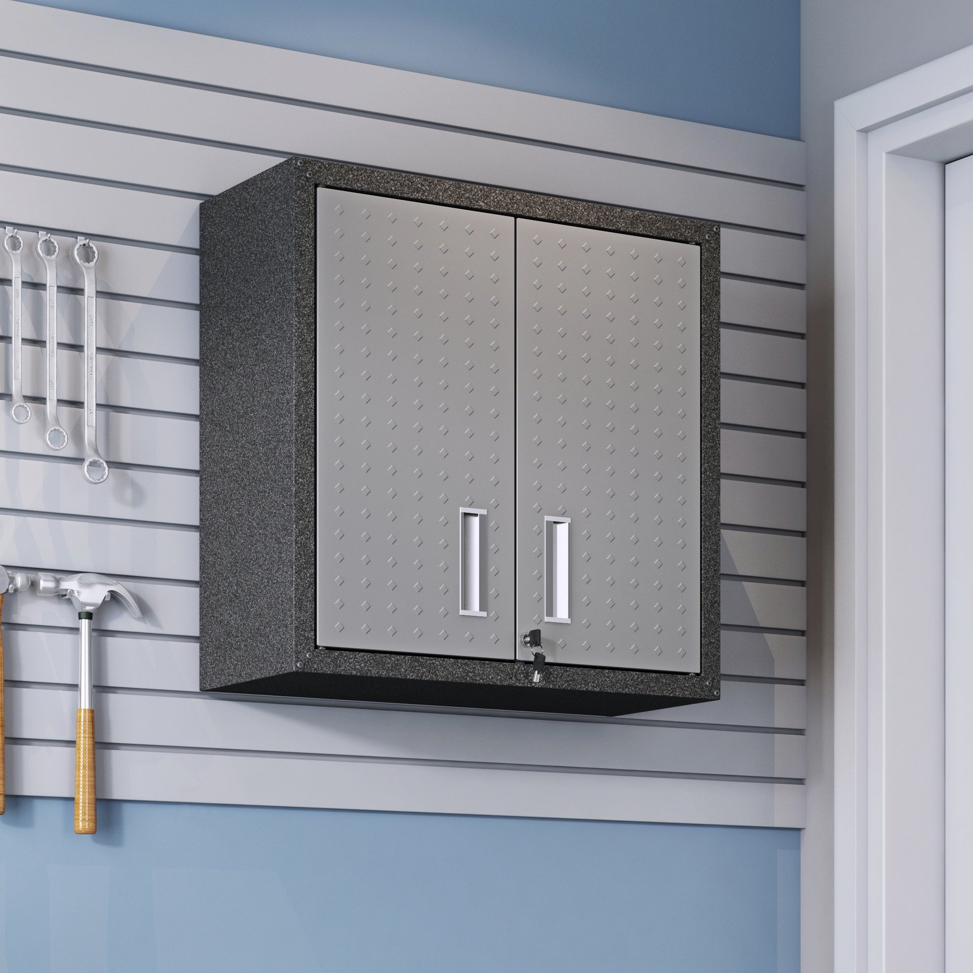 Floating Garage Cabinet in Dark Gray