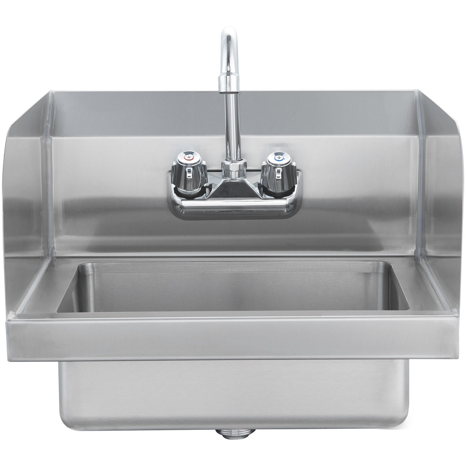 Commercial Hand Sink with Faucet and Side Splash, Stainless Steel Sink for Washing, Small Hand Washing Sink, Wall Mount Hand Basin for Restaurant, Kitchen, Bar, Garage and Home, 17x12.8 inch