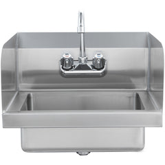 Commercial Hand Sink with Faucet and Side Splash, Stainless Steel Sink for Washing, Small Hand Washing Sink, Wall Mount Hand Basin for Restaurant, Kitchen, Bar, Garage and Home, 17x12.8 inch