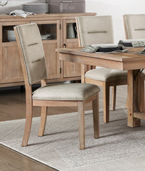 Light Oak Finish Beautiful Dining Chairs Set of 2pc, Upholstered Seat and Back Beige Fabric Rustic Look Ladderback Wooden Dining Kitchen Furniture