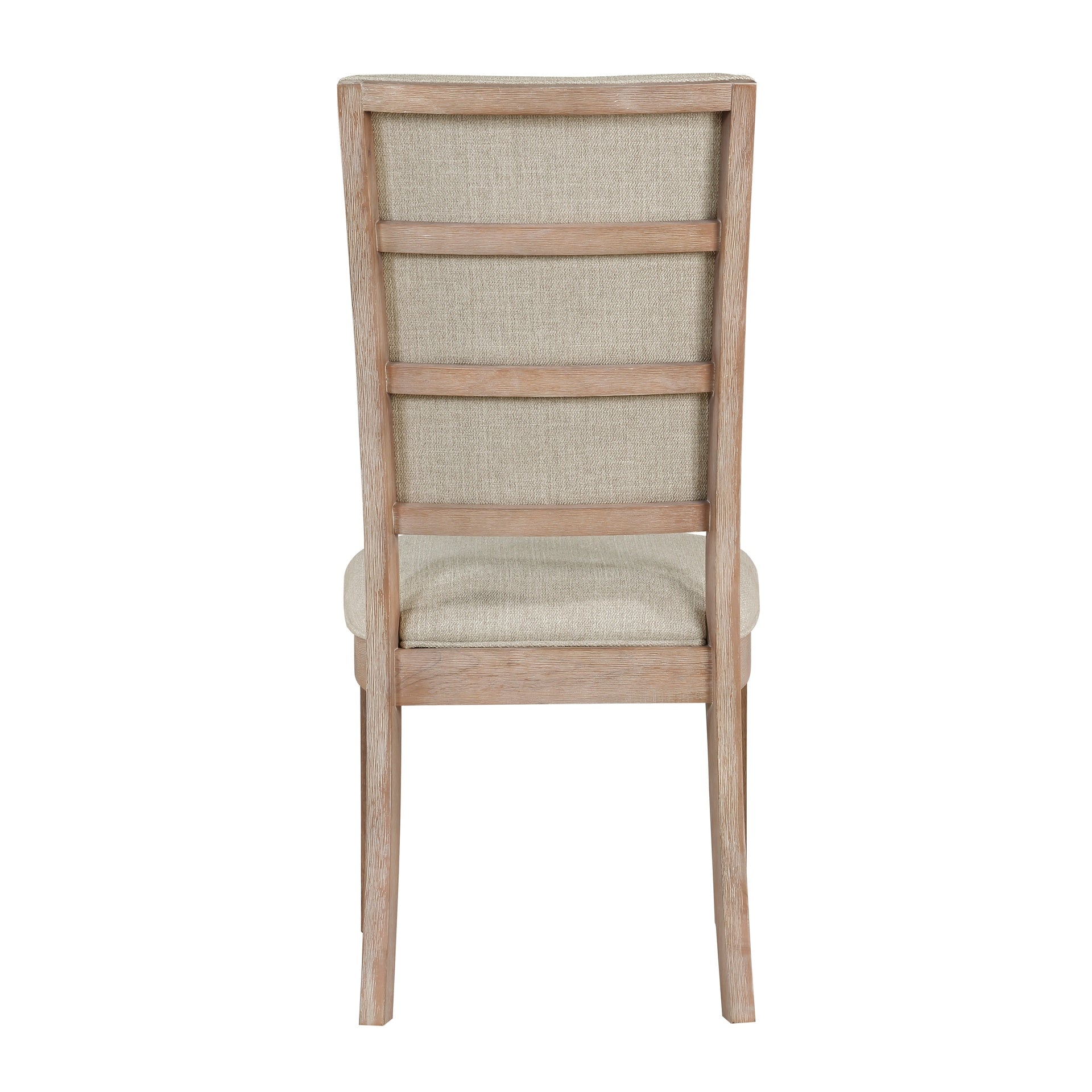Light Oak Finish Beautiful Dining Chairs Set of 2pc, Upholstered Seat and Back Beige Fabric Rustic Look Ladderback Wooden Dining Kitchen Furniture