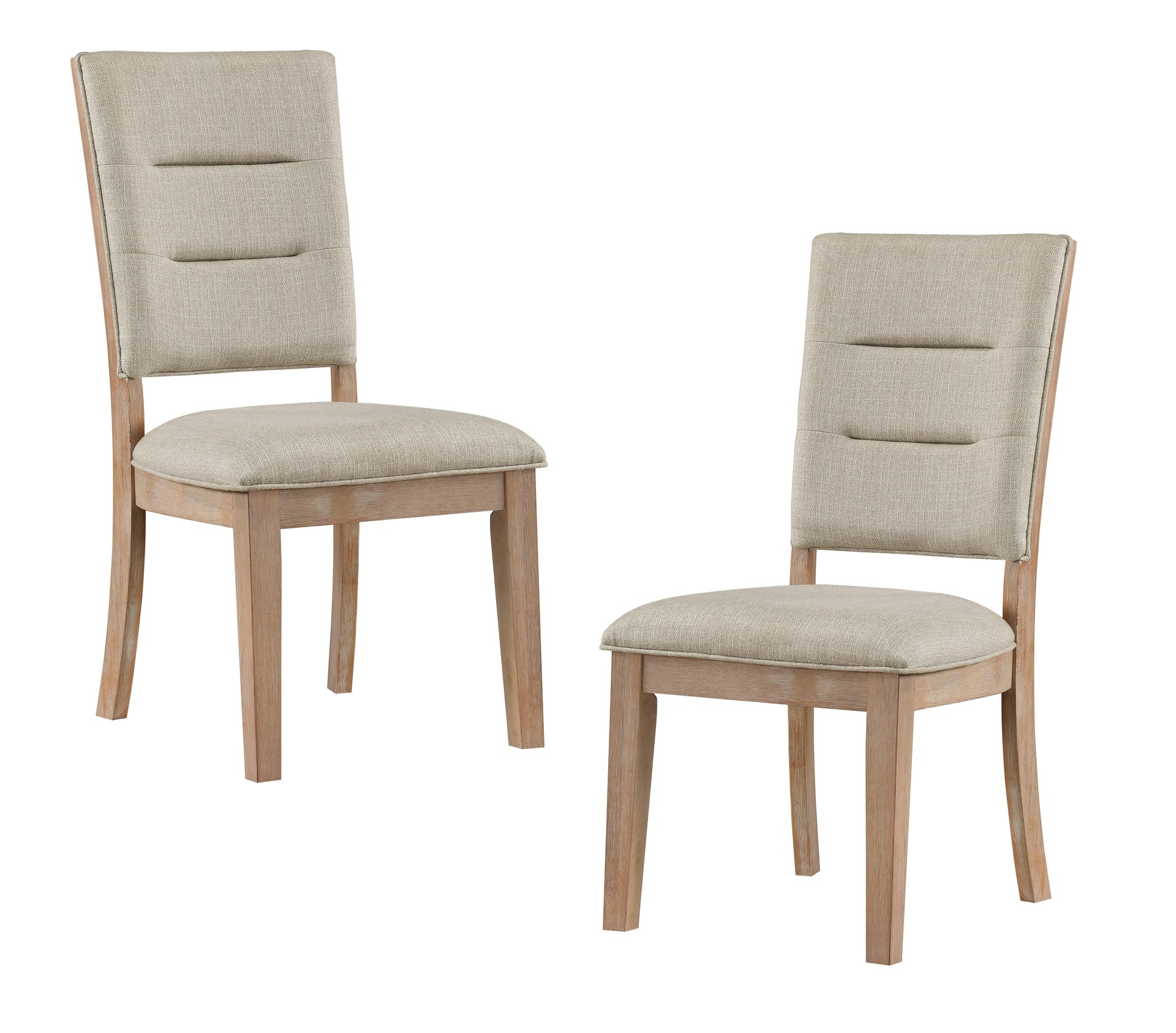 Light Oak Finish Beautiful Dining Chairs Set of 2pc, Upholstered Seat and Back Beige Fabric Rustic Look Ladderback Wooden Dining Kitchen Furniture