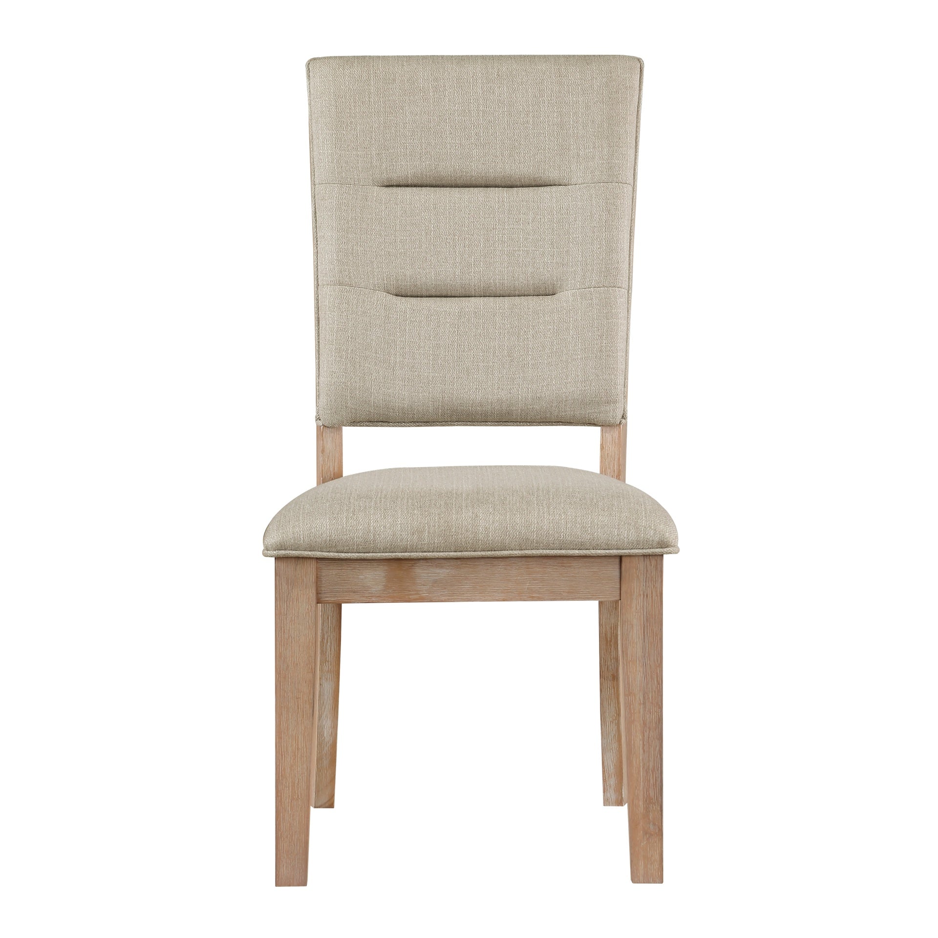 Light Oak Finish Beautiful Dining Chairs Set of 2pc, Upholstered Seat and Back Beige Fabric Rustic Look Ladderback Wooden Dining Kitchen Furniture
