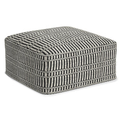 Safford Square Woven Outdoor/Indoor Pouf in Black and White