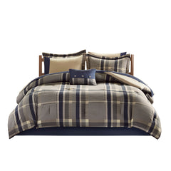Twin Plaid Comforter Set with Bed Sheets