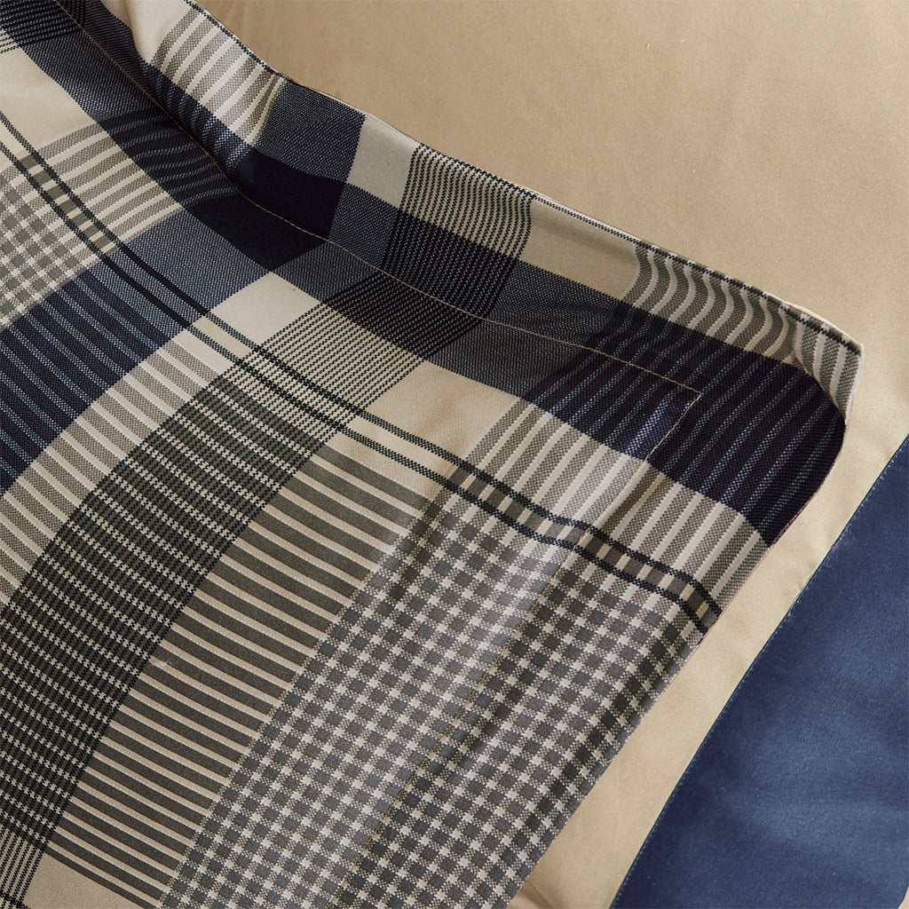 Twin Plaid Comforter Set with Bed Sheets