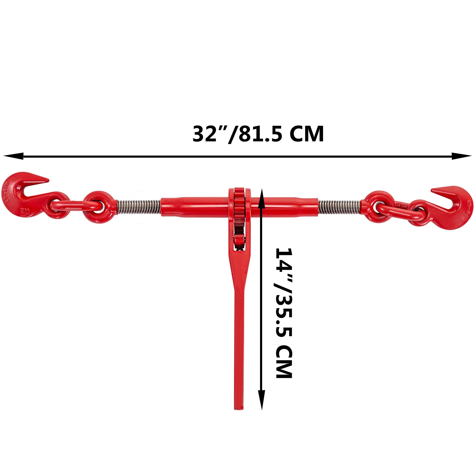 9215LBS 3/8" – 1/2" Ratchet Binders 9,215 LBS Secure Working Load, G70 Hooks and Adjustable Length, for Grade 70-80 Chains, Tie Down, Hauling, Towing, 2-Pack, Red
