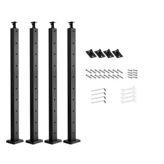 4-Pack Cable Railing Post, 36x1x2 In Horizontal-Hole Deck Railing Post with Pre-Drilled Holes, Stainless Steel Cable Rail Post with Horizontal and Curved Bracket, Black, 4JZLGZXHS914UUOI6001V0