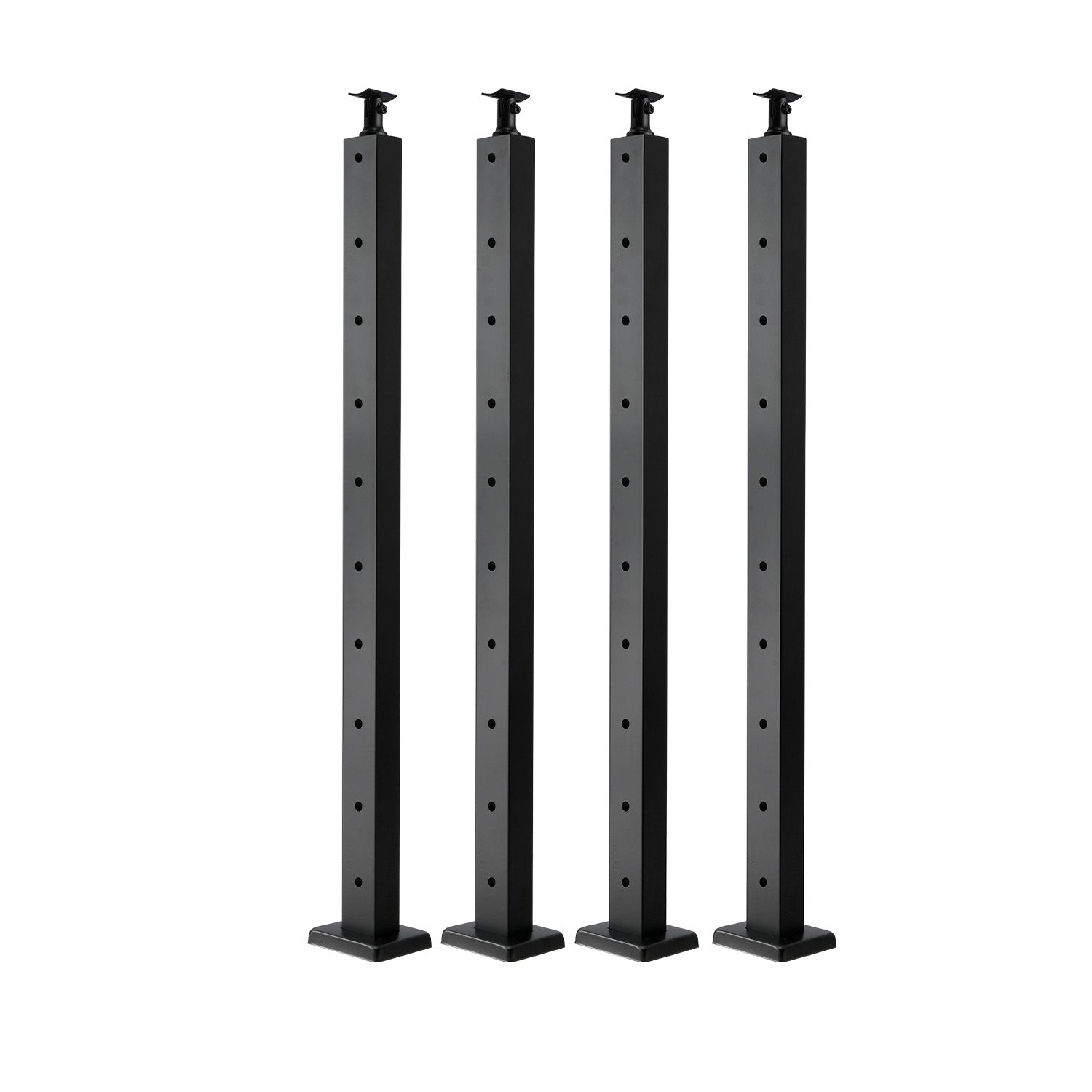 4-Pack Cable Railing Post, 36x1x2 In Horizontal-Hole Deck Railing Post with Pre-Drilled Holes, Stainless Steel Cable Rail Post with Horizontal and Curved Bracket, Black, 4JZLGZXHS914UUOI6001V0