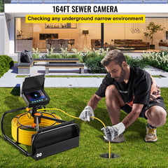 Sewer Camera, 164 ft/50 m, 4.3" Pipe Drain Inspection Camera with DVR Function and LED Lights, Waterproof IP68 Borescope, Industrial Endoscope for Home Wall Duct Drain Pipe Plumbing (Without Wheels)