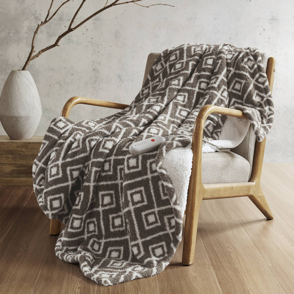 1 PCS 50x60" Dream Soft Heated Throw Brown Geo