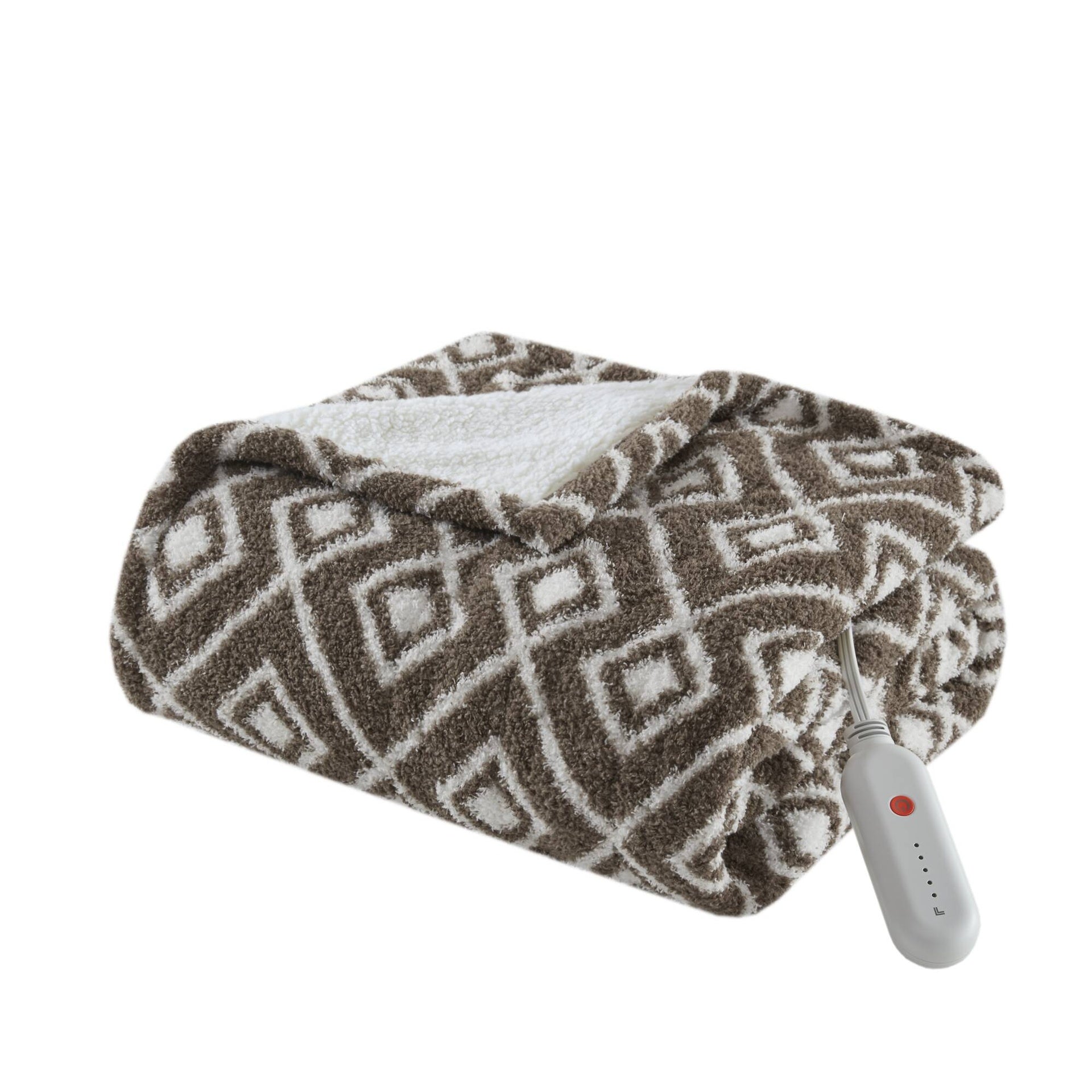 1 PCS 50x60" Dream Soft Heated Throw Brown Geo