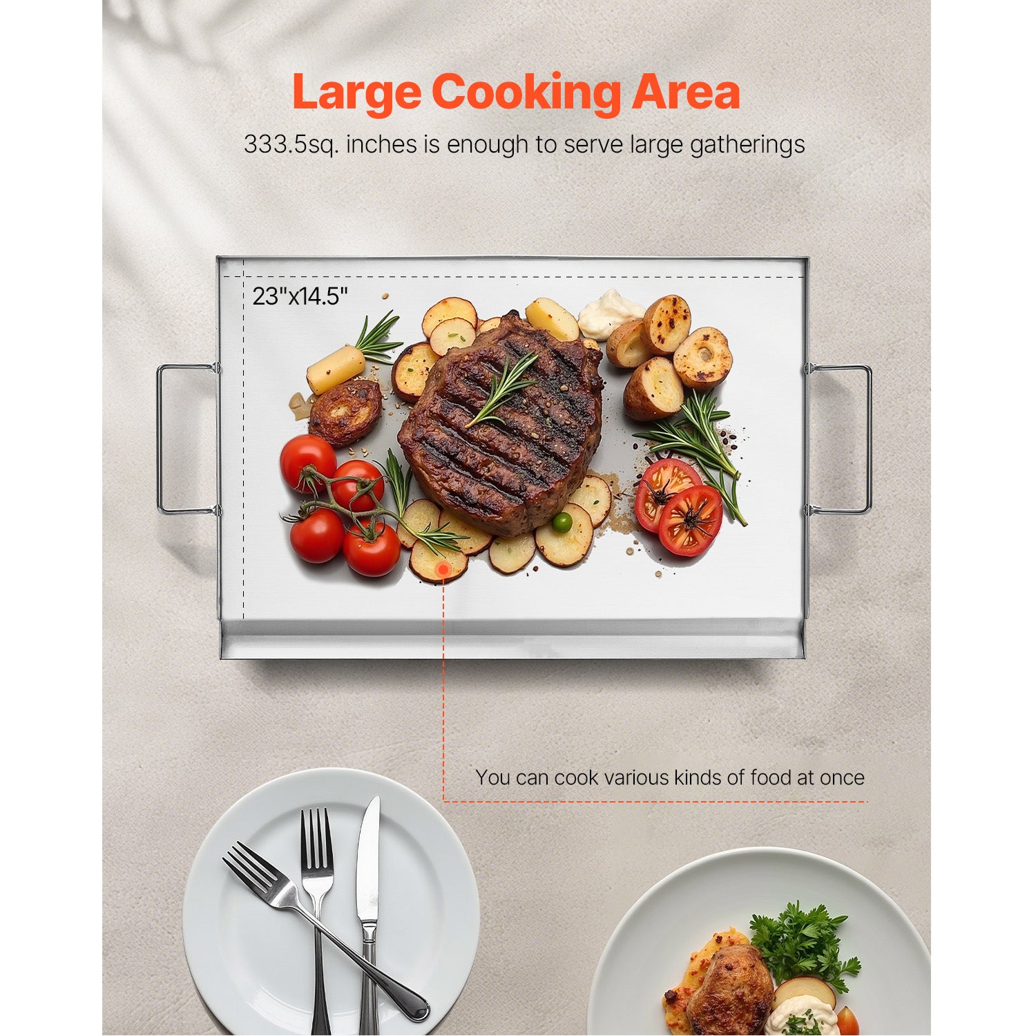 23x16 in Flat Top Griddle Stainless Steel Universal BBQ Grill Pan Cookware