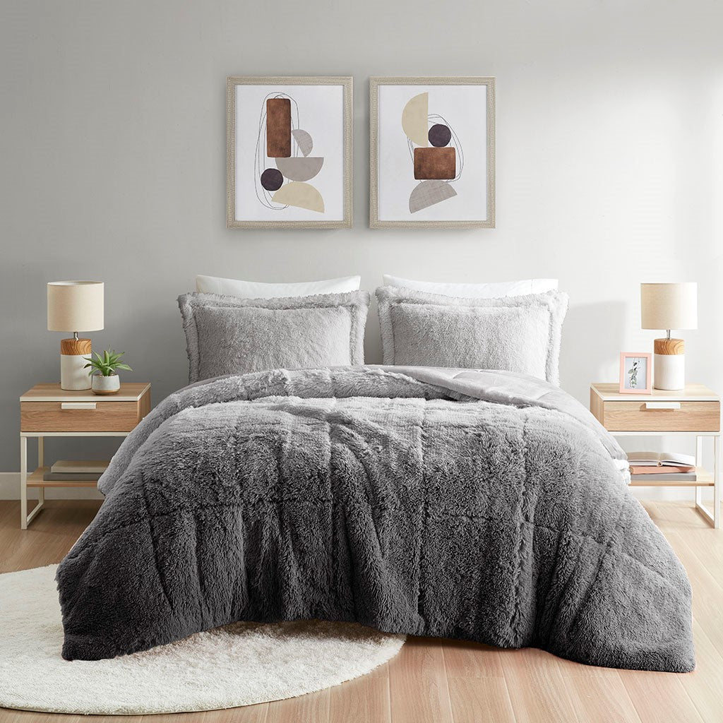 Twin/Twin XL Ombre Shaggy Long Fur Comforter Mini Set
