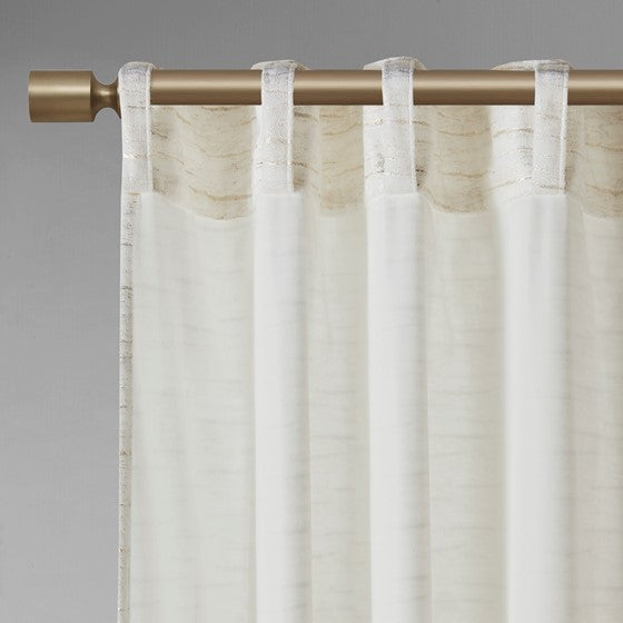Room Darkening Metallic Printed Poly Velvet Rod Pocket/Back Tab Window Panel Pair White/Gold 37x84"