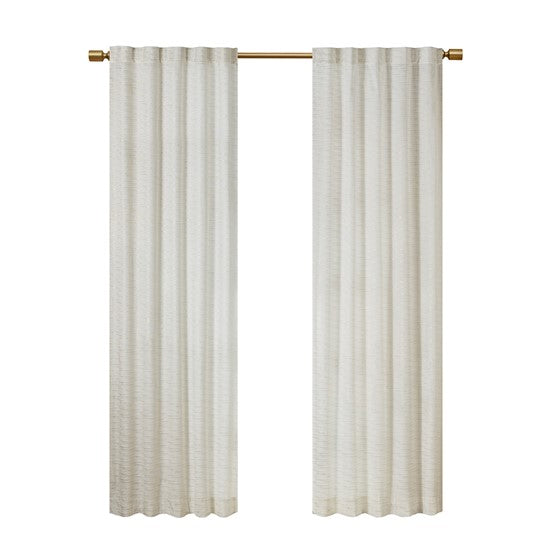 Room Darkening Metallic Printed Poly Velvet Rod Pocket/Back Tab Window Panel Pair White/Gold 37x84"