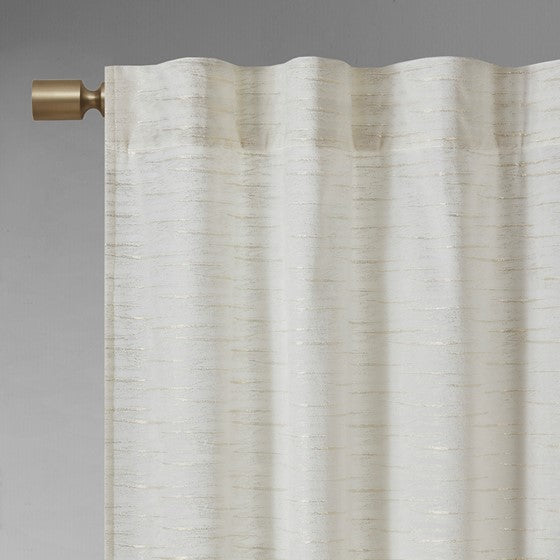 Room Darkening Metallic Printed Poly Velvet Rod Pocket/Back Tab Window Panel Pair White/Gold 37x84"