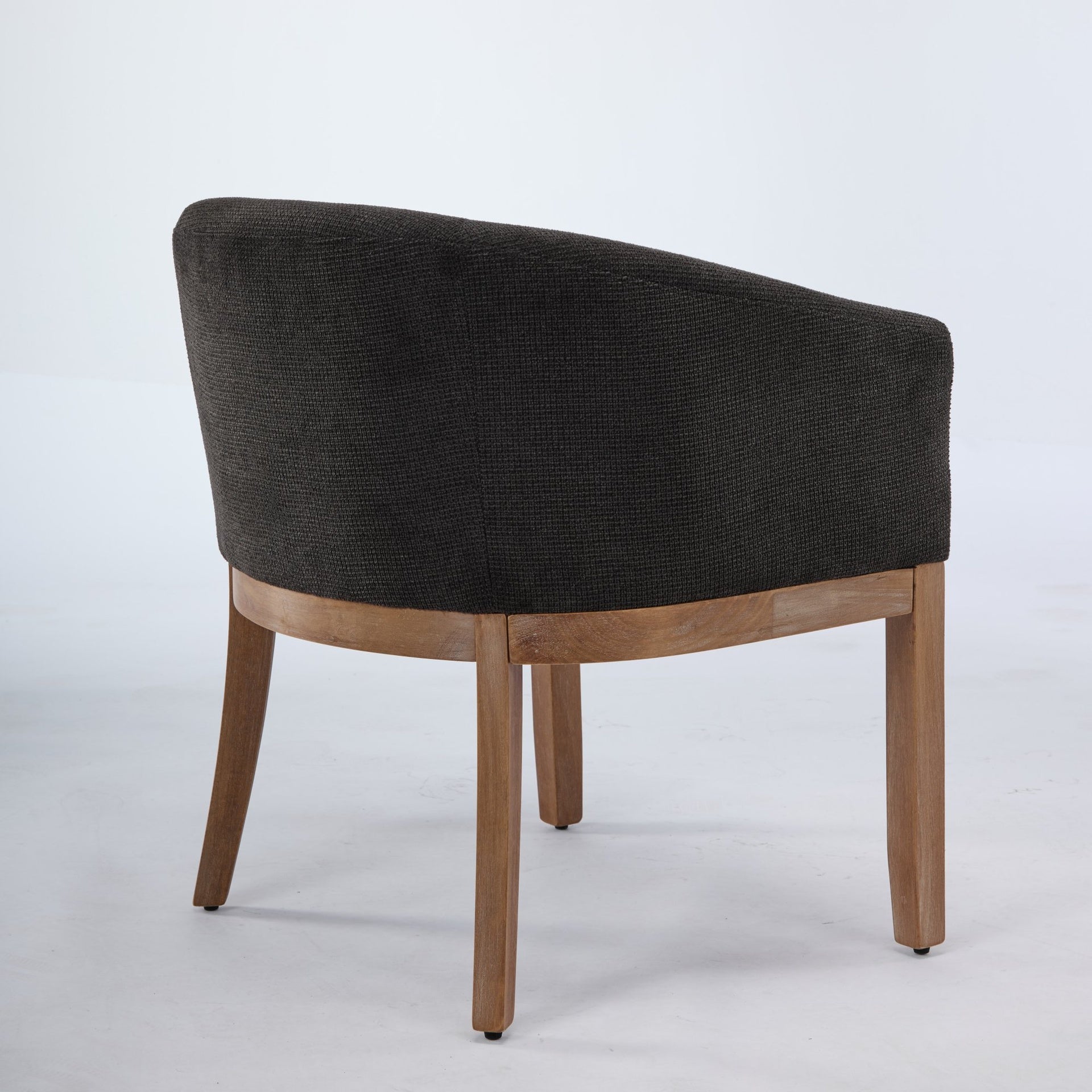 Mid Century Modern Upholstered Barrel Dining Chairs with Arms,Farmhouse Linen Kitchen & Dining Room Chairs with Natural Hardwood Frame, 19" W Accent Chairs for Living Room,Single Pack,Black,SW1891BK