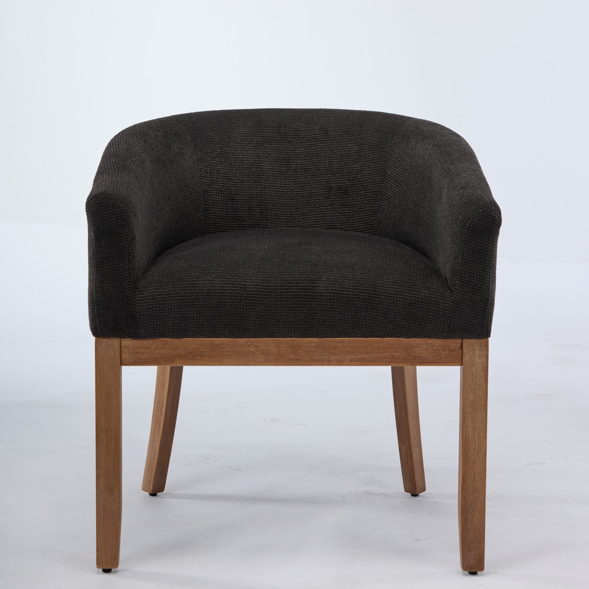 Mid Century Modern Upholstered Barrel Dining Chairs with Arms,Farmhouse Linen Kitchen & Dining Room Chairs with Natural Hardwood Frame, 19" W Accent Chairs for Living Room,Single Pack,Black,SW1891BK