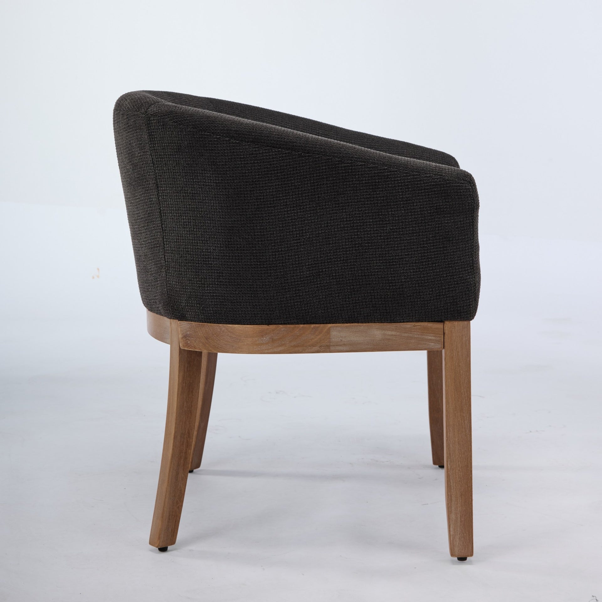Mid Century Modern Upholstered Barrel Dining Chairs with Arms,Farmhouse Linen Kitchen & Dining Room Chairs with Natural Hardwood Frame, 19" W Accent Chairs for Living Room,Single Pack,Black,SW1891BK