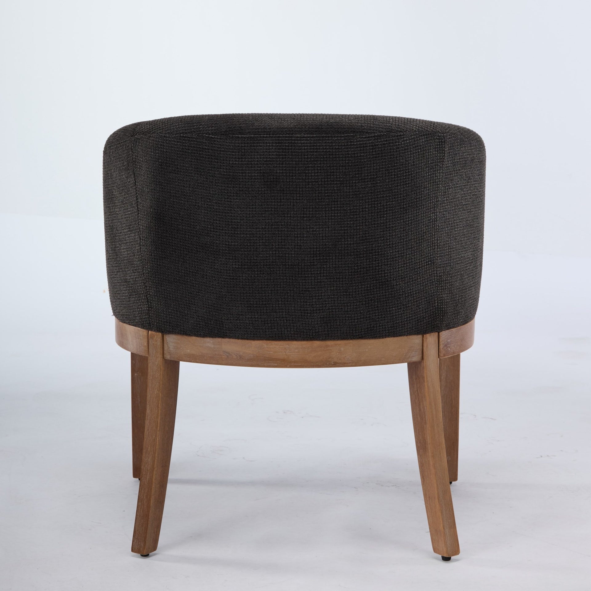 Mid Century Modern Upholstered Barrel Dining Chairs with Arms,Farmhouse Linen Kitchen & Dining Room Chairs with Natural Hardwood Frame, 19" W Accent Chairs for Living Room,Single Pack,Black,SW1891BK