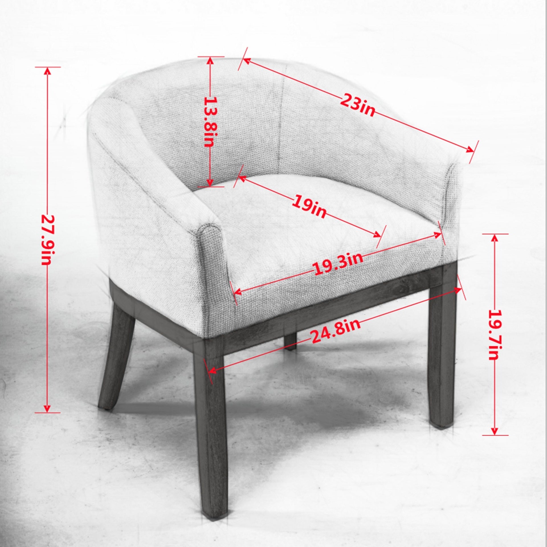 Mid Century Modern Upholstered Barrel Dining Chairs with Arms,Farmhouse Linen Kitchen & Dining Room Chairs with Natural Hardwood Frame, 19" W Accent Chairs for Living Room,Single Pack,Black,SW1891BK