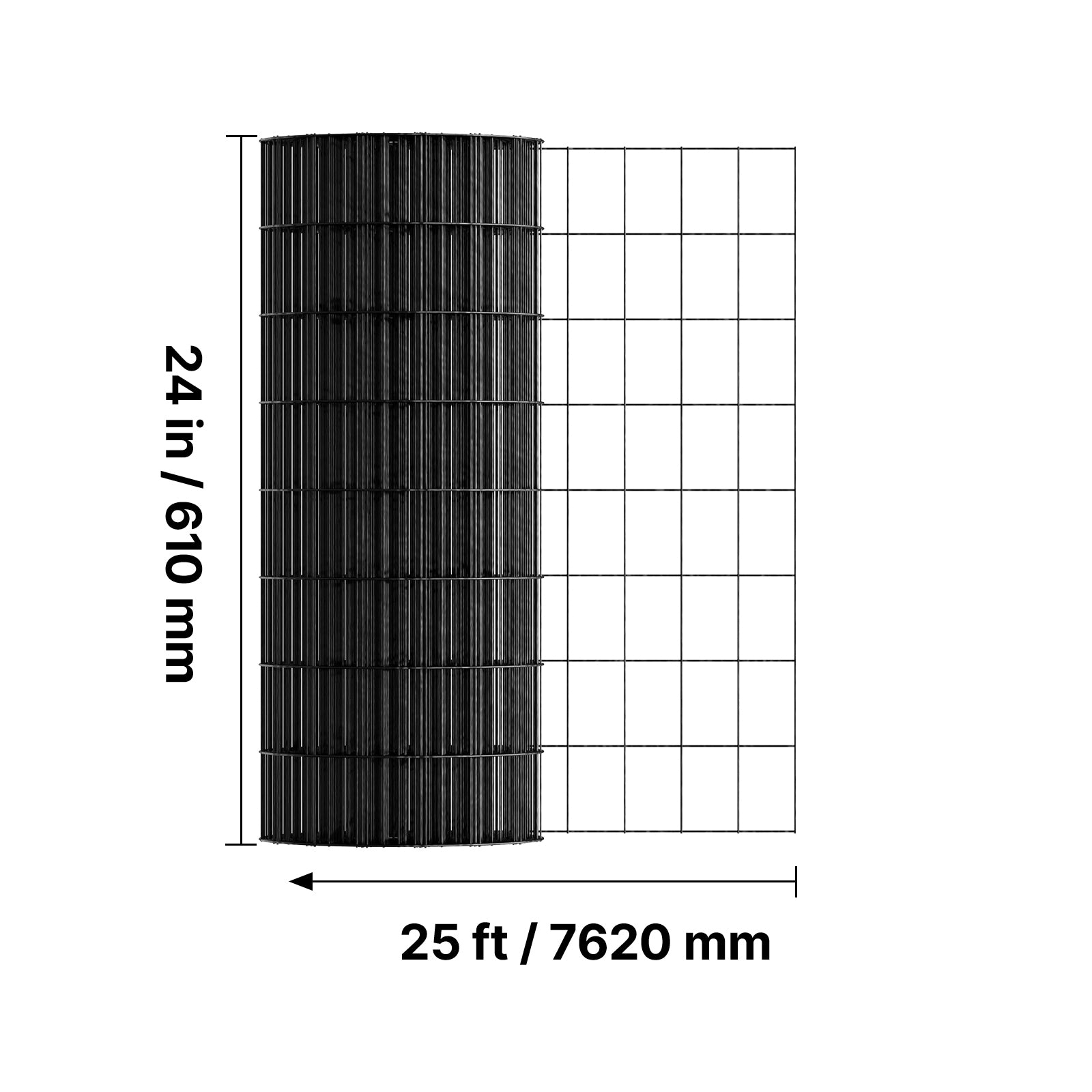Hardware Cloth 24 in x 25 ft, 2 x 3 in Mesh 16 Gauge Galvanized Wire Mesh Roll, Weather-Resistant Vinyl Coated Chicken Wire Fencing, Heavy Duty Welded Garden Plant Fencing for Rabbit Cage Snake