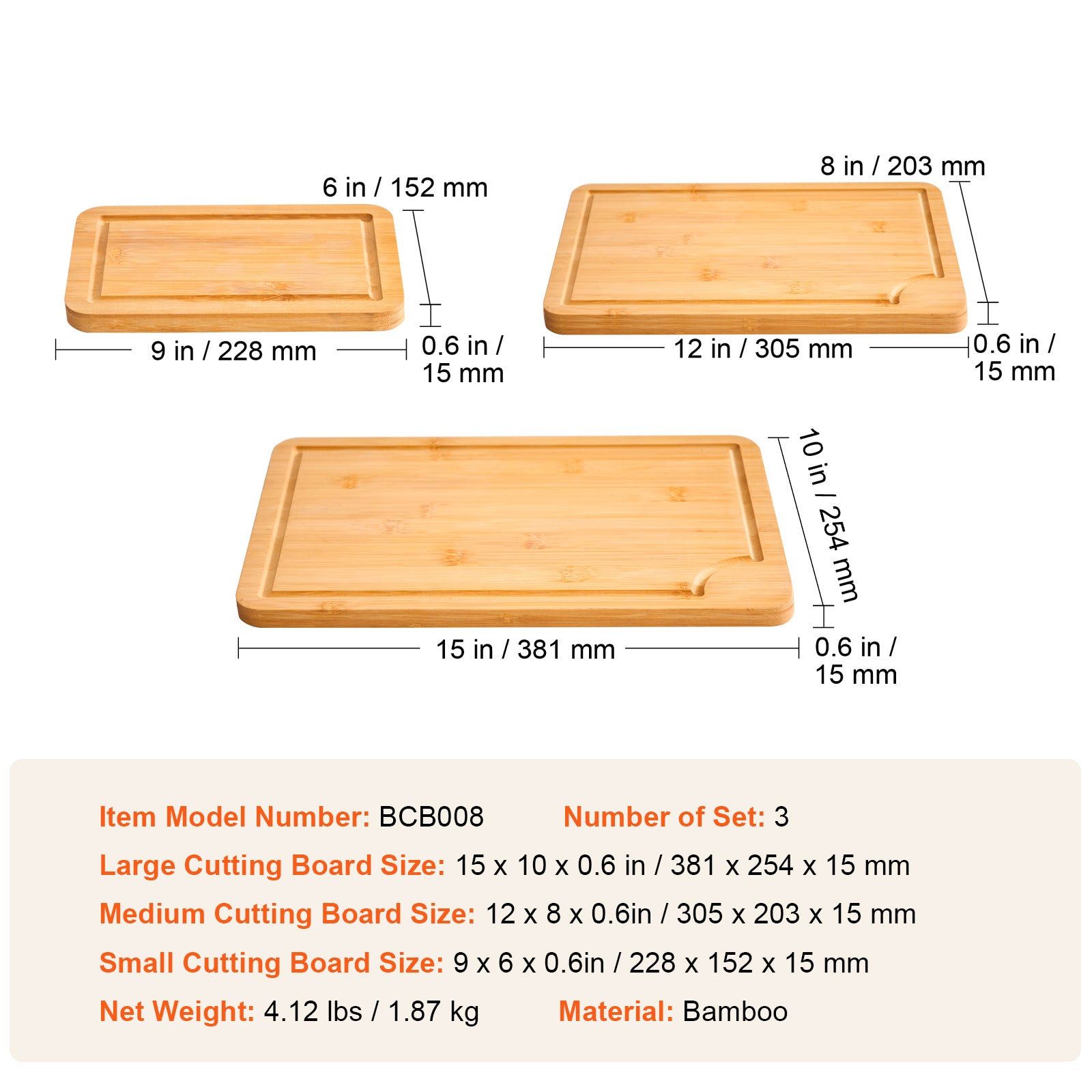 Bamboo Cutting Board Premium Versatile Cut Board with Built-in Handle