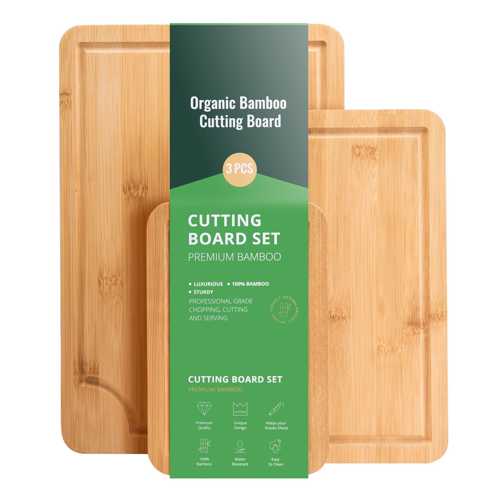 Bamboo Cutting Board Premium Versatile Cut Board with Built-in Handle