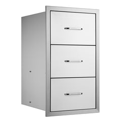 17W x 30H x 21D Inch Outdoor Kitchen Stainless Steel Double Access Drawers with Paper Towel Holder Combo for BBQ Island or Grill Station