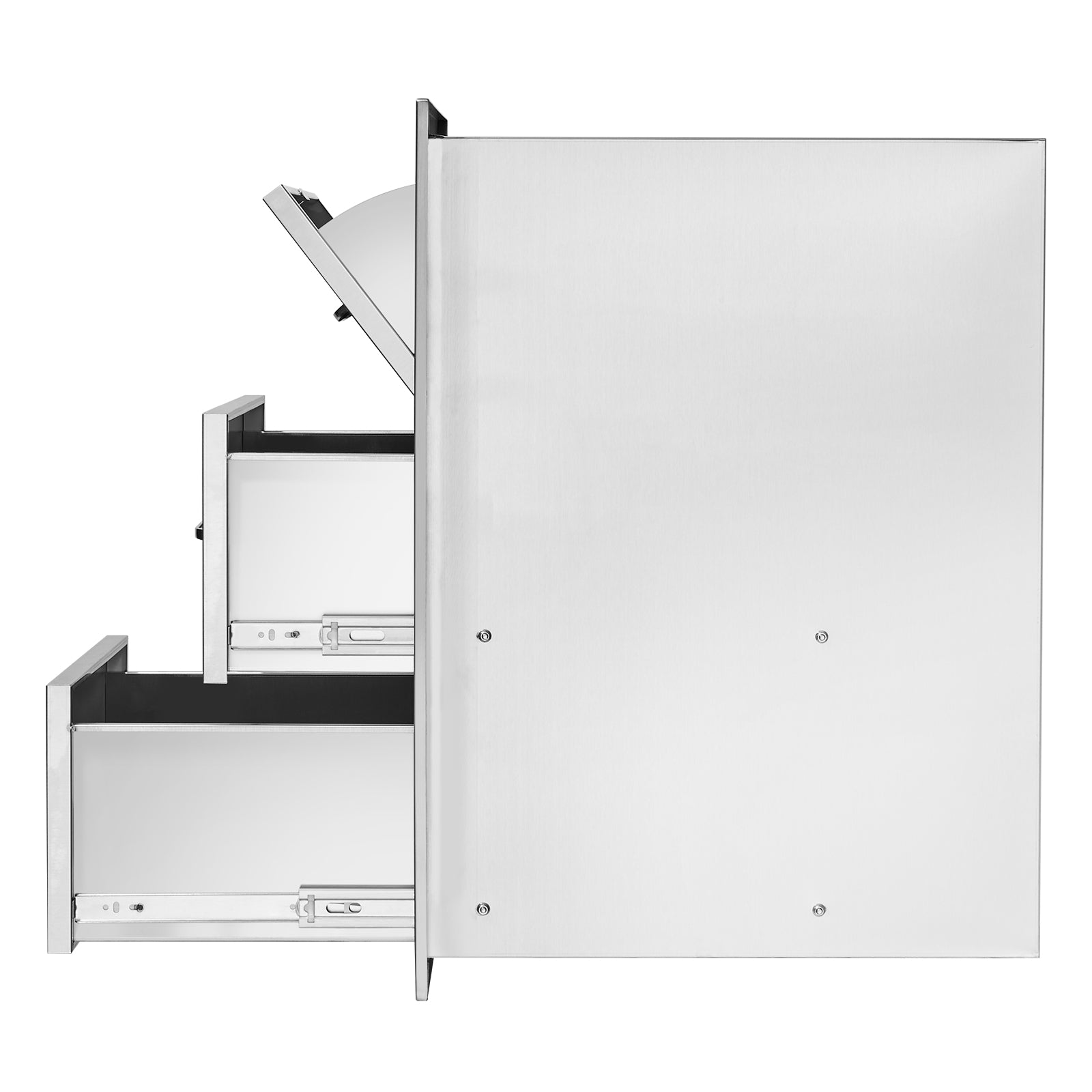 17W x 30H x 21D Inch Outdoor Kitchen Stainless Steel Double Access Drawers with Paper Towel Holder Combo for BBQ Island or Grill Station