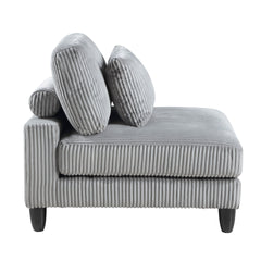 Mear Modular Armless Chair w Black Solid Wood Legs, Gray Corduroy