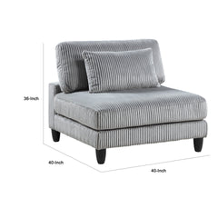 Mear Modular Armless Chair w Black Solid Wood Legs, Gray Corduroy