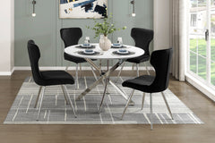 Ultra Modern Dining Furniture Set of 2 Side Chairs Black Velvet Upholstery Chrome Finish Metal Legs