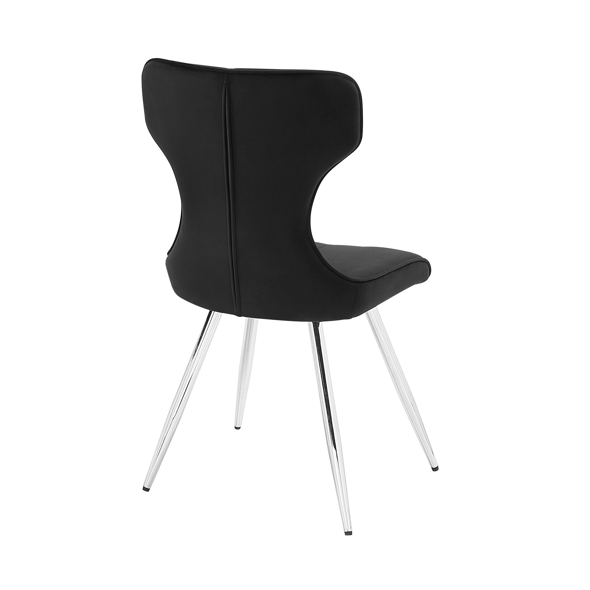 Ultra Modern Dining Furniture Set of 2 Side Chairs Black Velvet Upholstery Chrome Finish Metal Legs